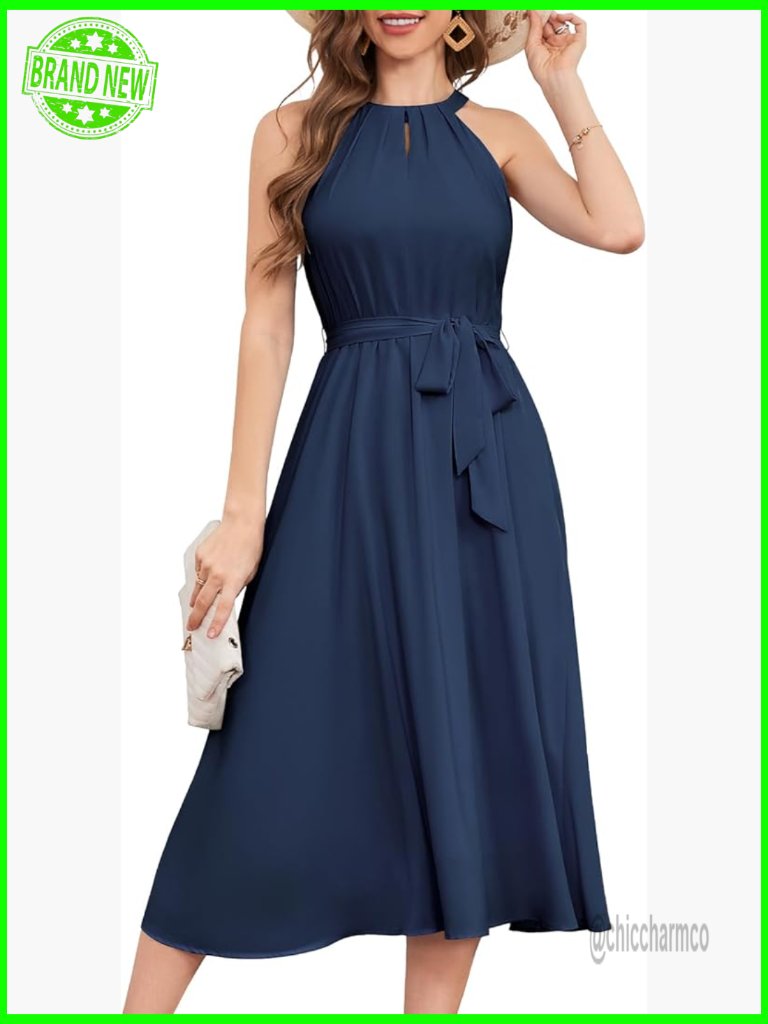 Halter Chiffon Maxi Dress Formal Cocktail Wedding Prom Party